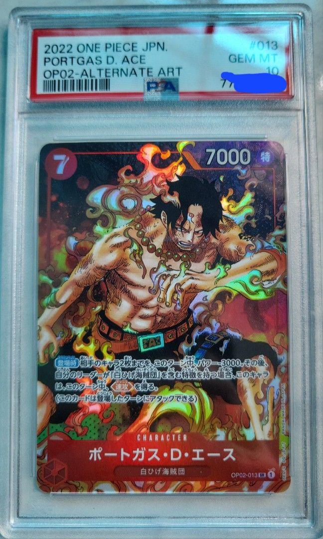 One piece tcg op 02 Ace alternate art AA psa 10, Hobbies & Toys, Toys
