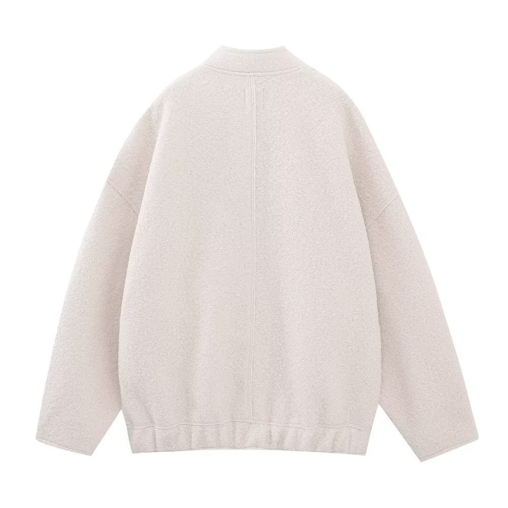 Oversized Bomber Jacket in Cream Off White