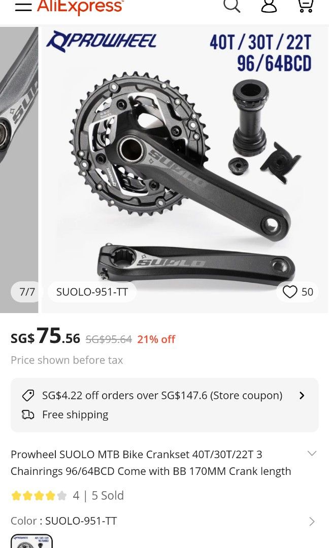 Prowheel outlet suolo crankset