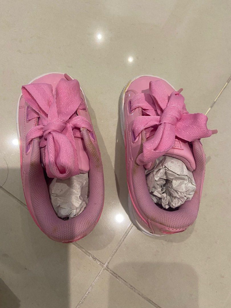 Puma pink shoes cheap with bow