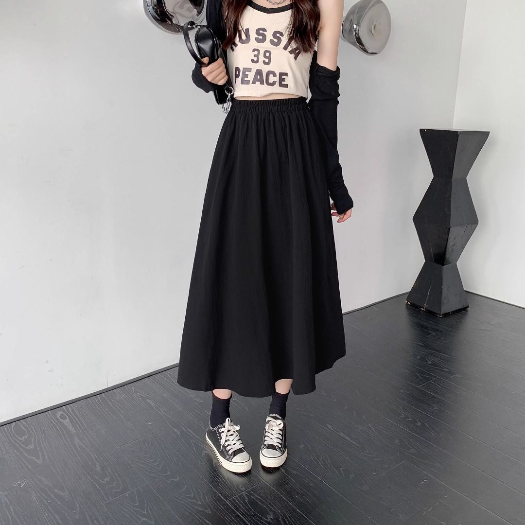 READY STOCK Women Plus Size Casual Elastic A Shape Waist Cotton