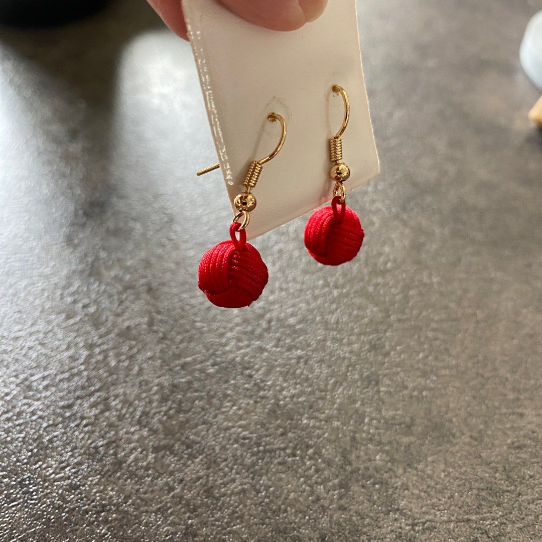 Red deals ball earrings