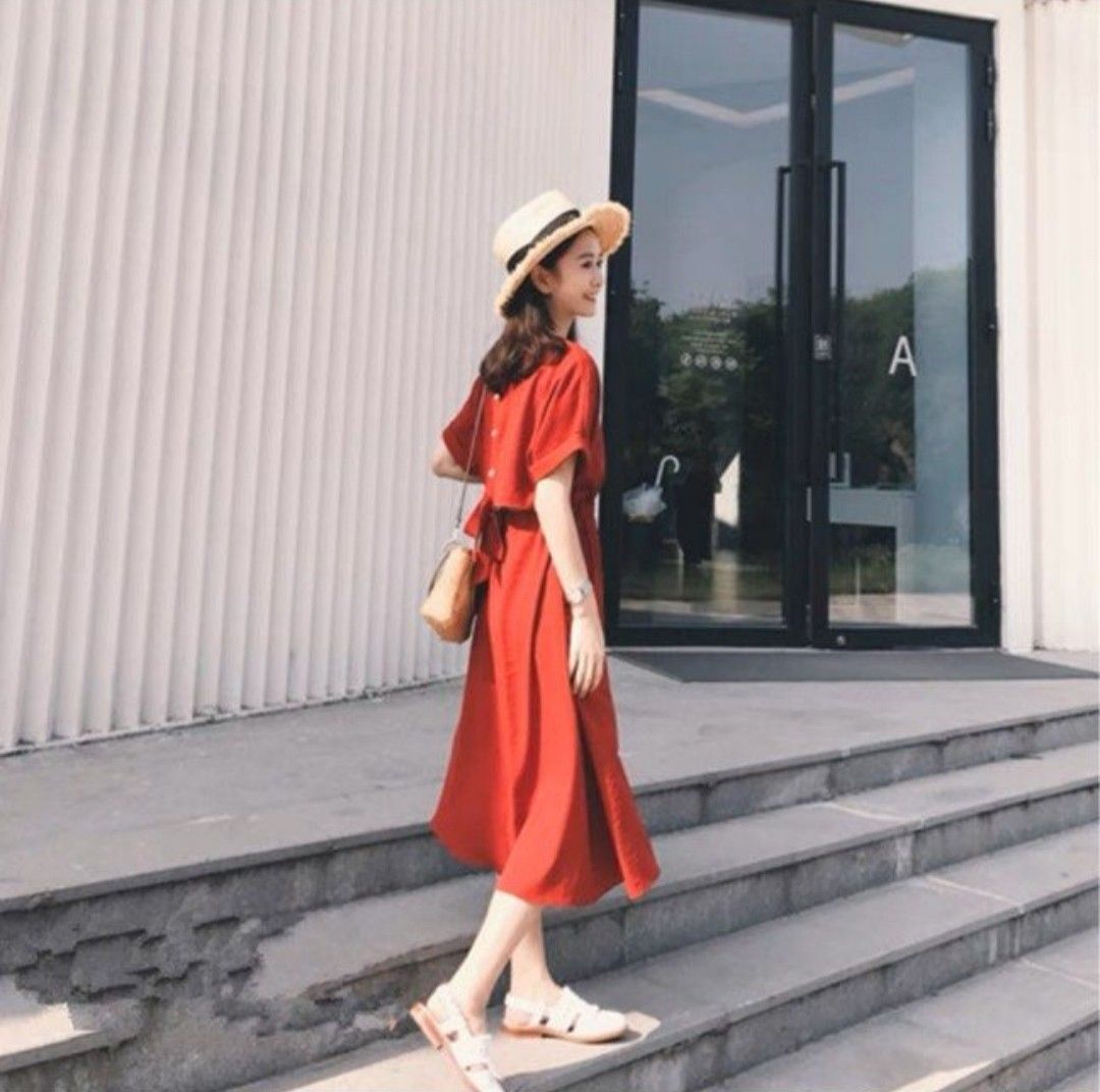 Red nursing hotsell dress