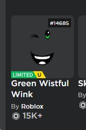 Roblox Limited U Face Green Wistful Wink, Video Gaming, Gaming