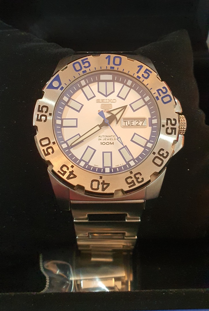 Seiko 5 Sports SRP481K1 Baby Snow Mini Ice Monster enhanced with