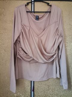Shein Curve plus size khaki beige knitted top