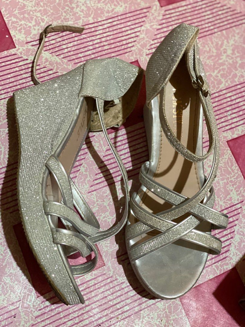 Silver wedge prom 2025 shoes