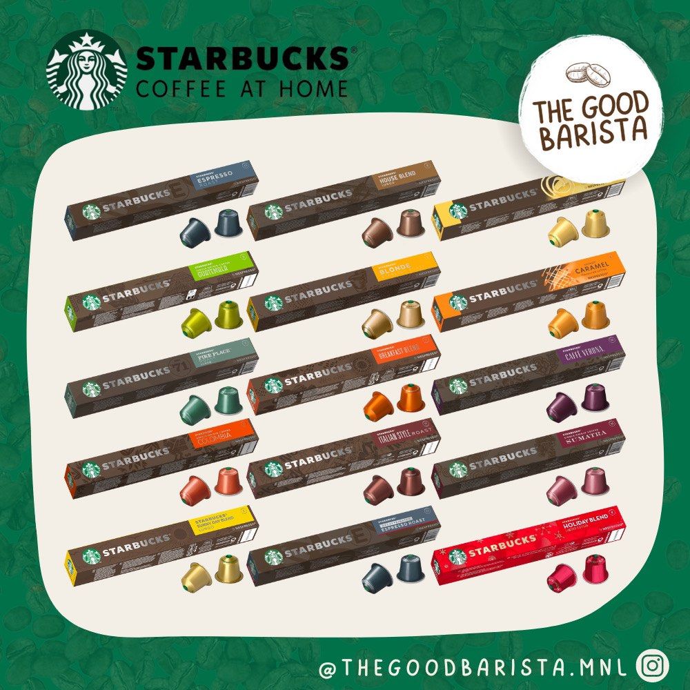 Starbucks (Original) Nespresso Compatible Capsules (Category: Beverages) located in Quezon City. Submitted by lexie1102 (Listing ID 1101361507, Image 2). Description: Enjoy Starbucks Coffee at home. Choose from the following variants: Best before dates Colombia - Jan 2026 Pike Place- sold out House Blend- Feb 2026 Espresso Roast- Jan 2026 Sumatra- Nov 2025 Cafe Verona- Dec 2025 Decaf Espresso Roast- Dec 2025 Blonde- Aug 2025 Guatemala- July 2025 