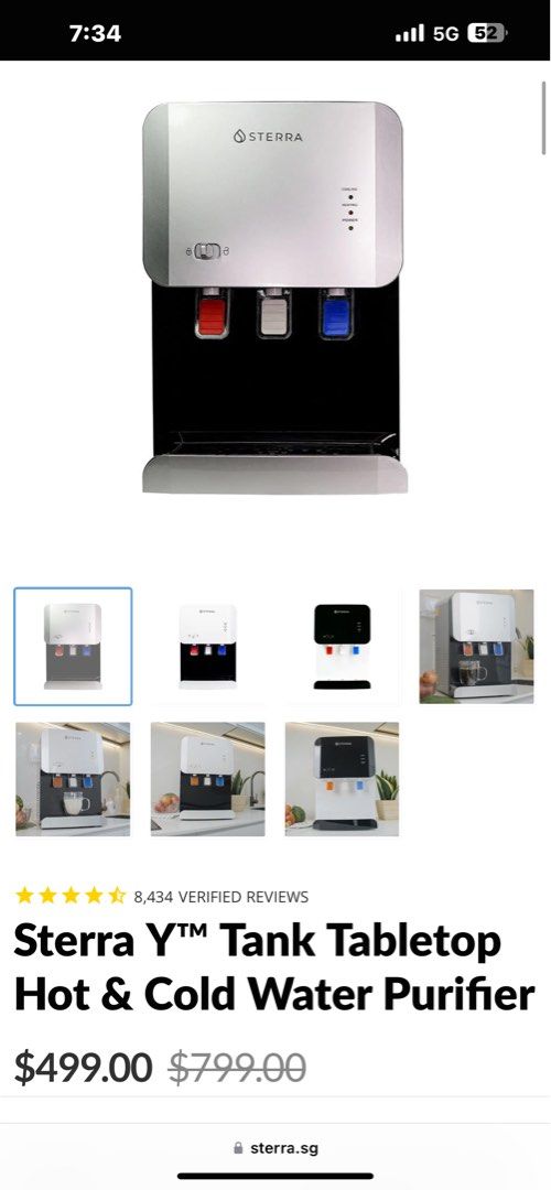 Sterra Y Tank Tabletop Hot & Cold Water dispenser, TV & Home Appliances