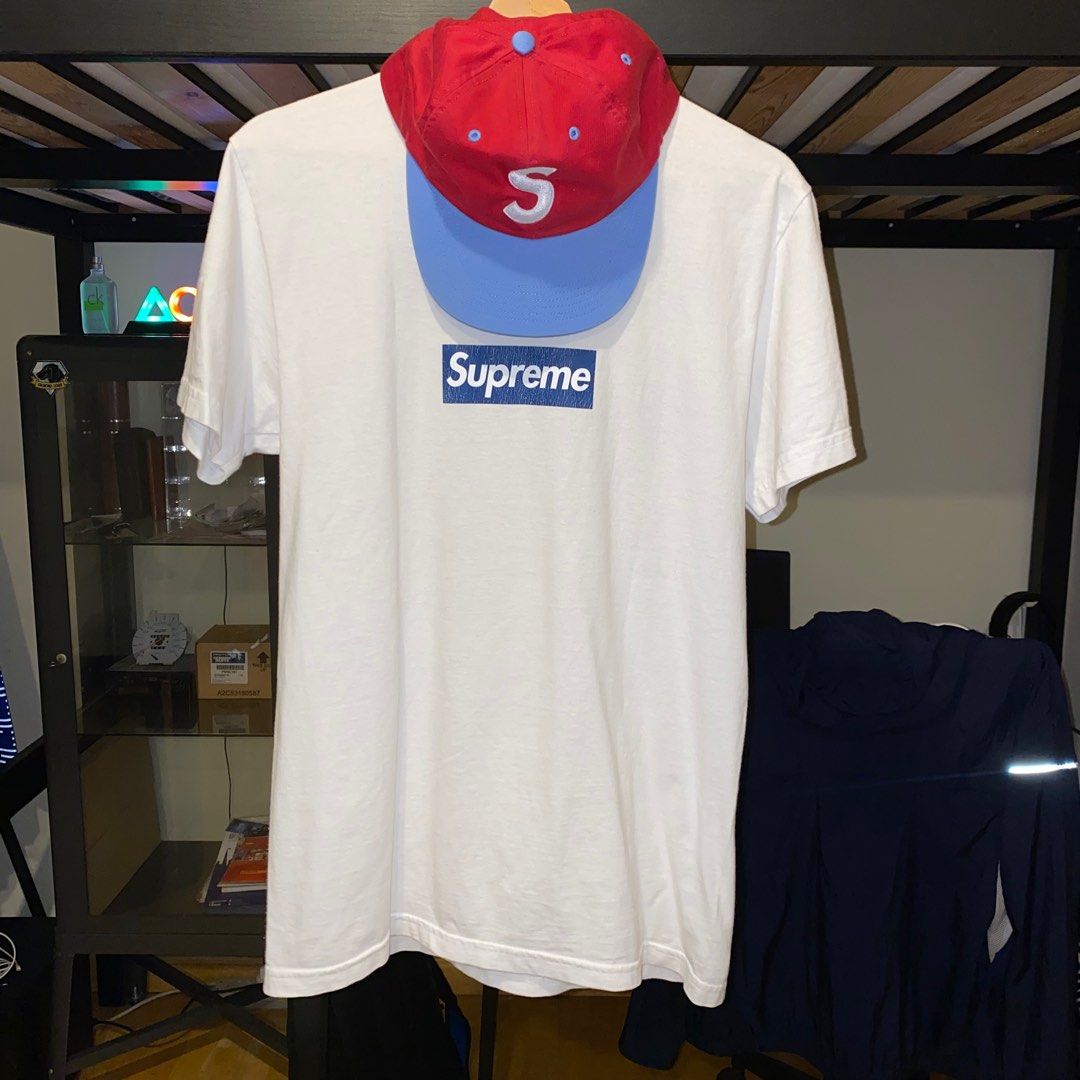 NEW SUPREME X NEW YORK YANKEES BOX LOGO TEE SHIRT WHITE SS15 SIZE LARGE  RARE