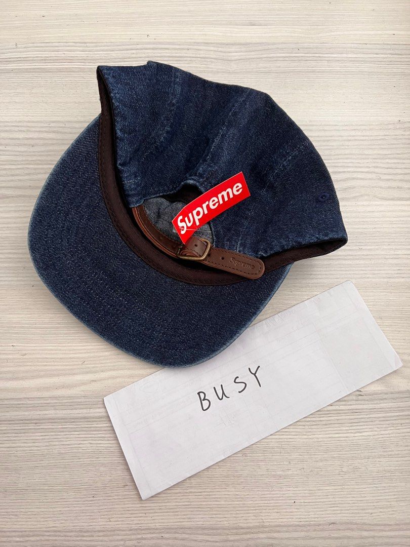 Supreme washed chino denim camp cap, 男裝, 手錶及配件, 棒球帽、帽