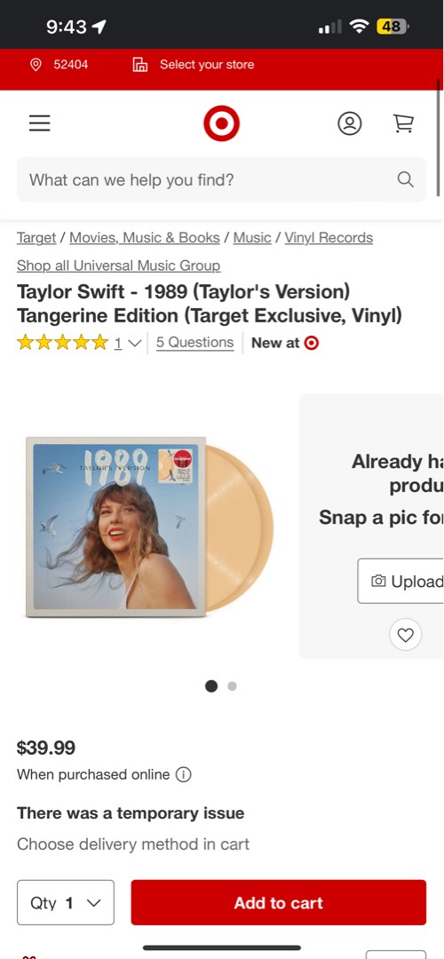 Taylor Swift - 1989 (Taylor's Version) Tangerine Edition (Target