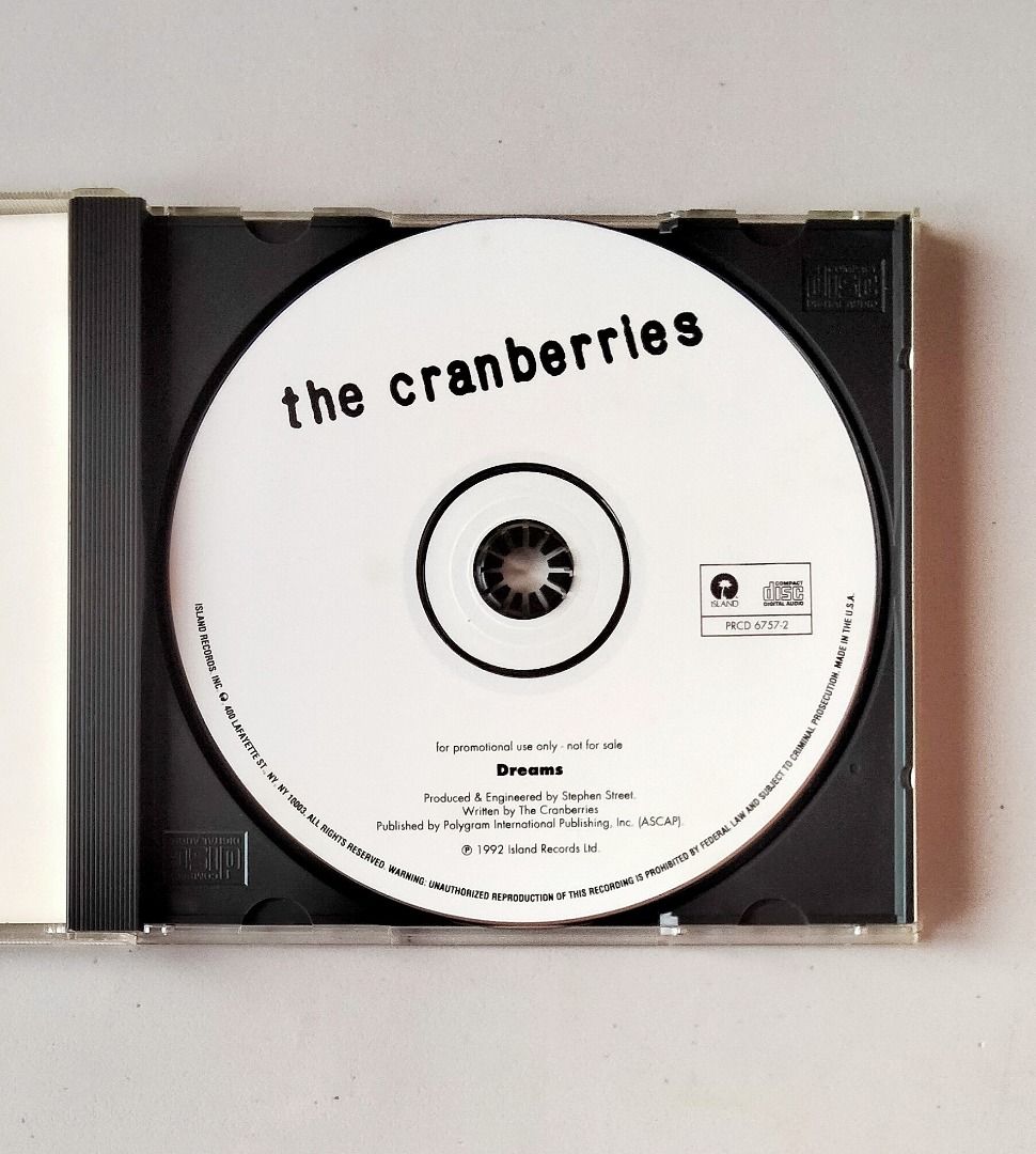 The Cranberries_Dreams CD Single Promo_VG++_US Press_399 PHP (Category: CDs & DVDs) located in Batangas. Submitted by bunnybunching (Listing ID 1255085560, Image 3). Description: - Posted item is 100% authentic. - Already checked, graded (based on Goldmine Standard Grading System), priced (rarity, country of pressing, etc.) and tested the best way possible before posting (except for factory sealed items which cannot be tested and opened as I am n