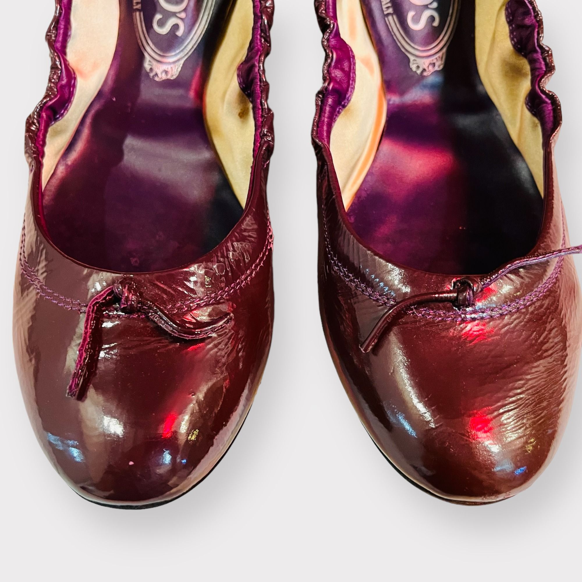 Ballerines TOD'S Femme Bordeaux Verni - Pointure 40 - Neuves Avec Boîte