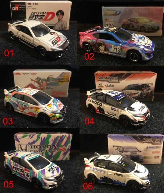 Tomica Tomy 二次 Toyota 86 頭文字d 塚本奈美 Honda Civic Type R 初音 CAMOZZI jalas ...