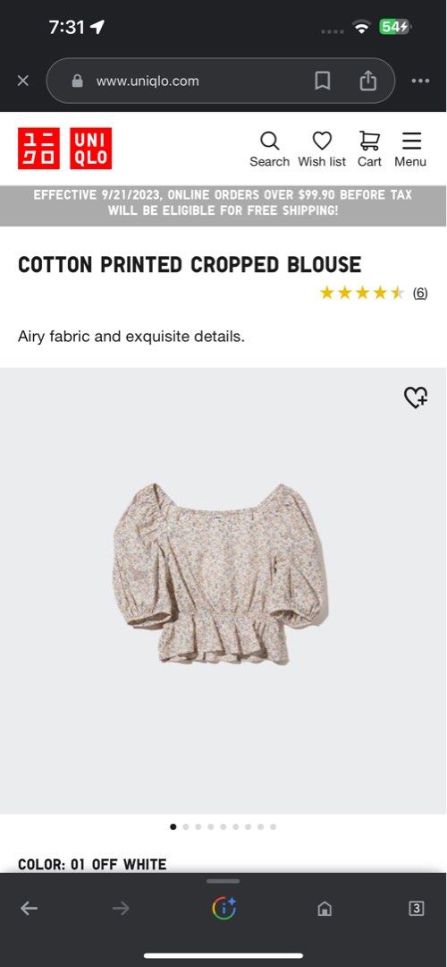 COTTON PRINTED CROPPED BLOUSE