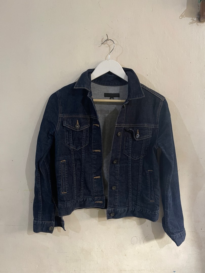 Uniqlo Dark Denim Jacket, Women's Fashion, Coats, Jackets and Outerwear