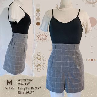 Uniqlo Gray High Waisted Check Trouser Shorts
