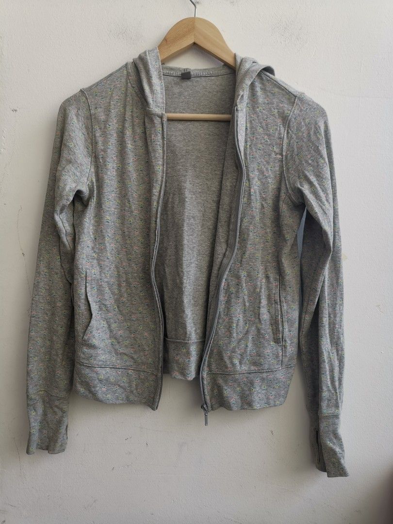 UNIQLO Women Fashion Long Sleeve Grey Cotton Jacket