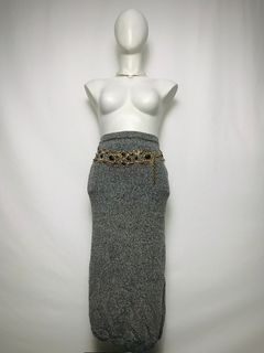 Unique Convertible Speckled Variegated Wool Weave Tulip Skirt With Elasticated Waist