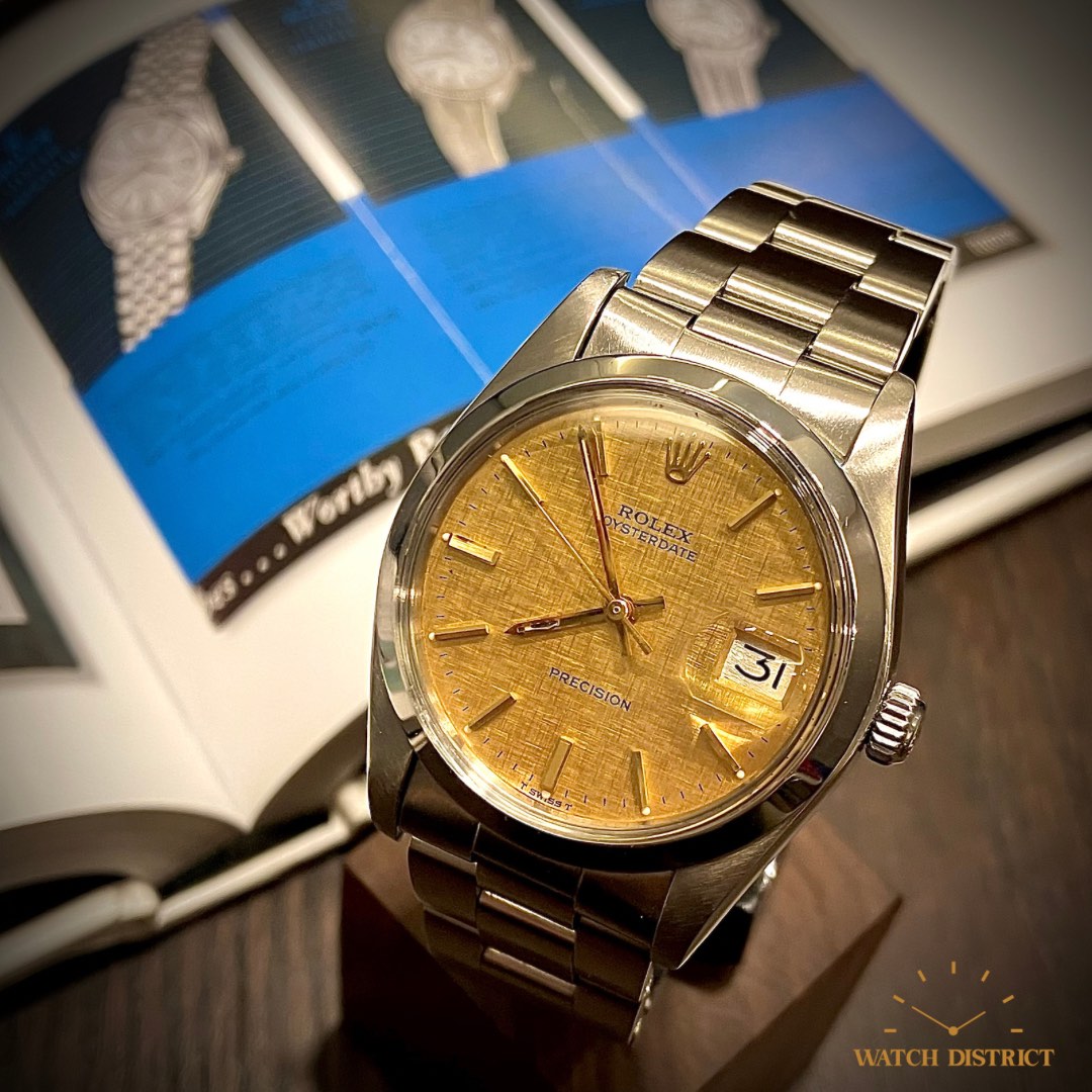VINTAGE 1978 Rolex Gold Linen Oysterdate Precision 6694 Luxury