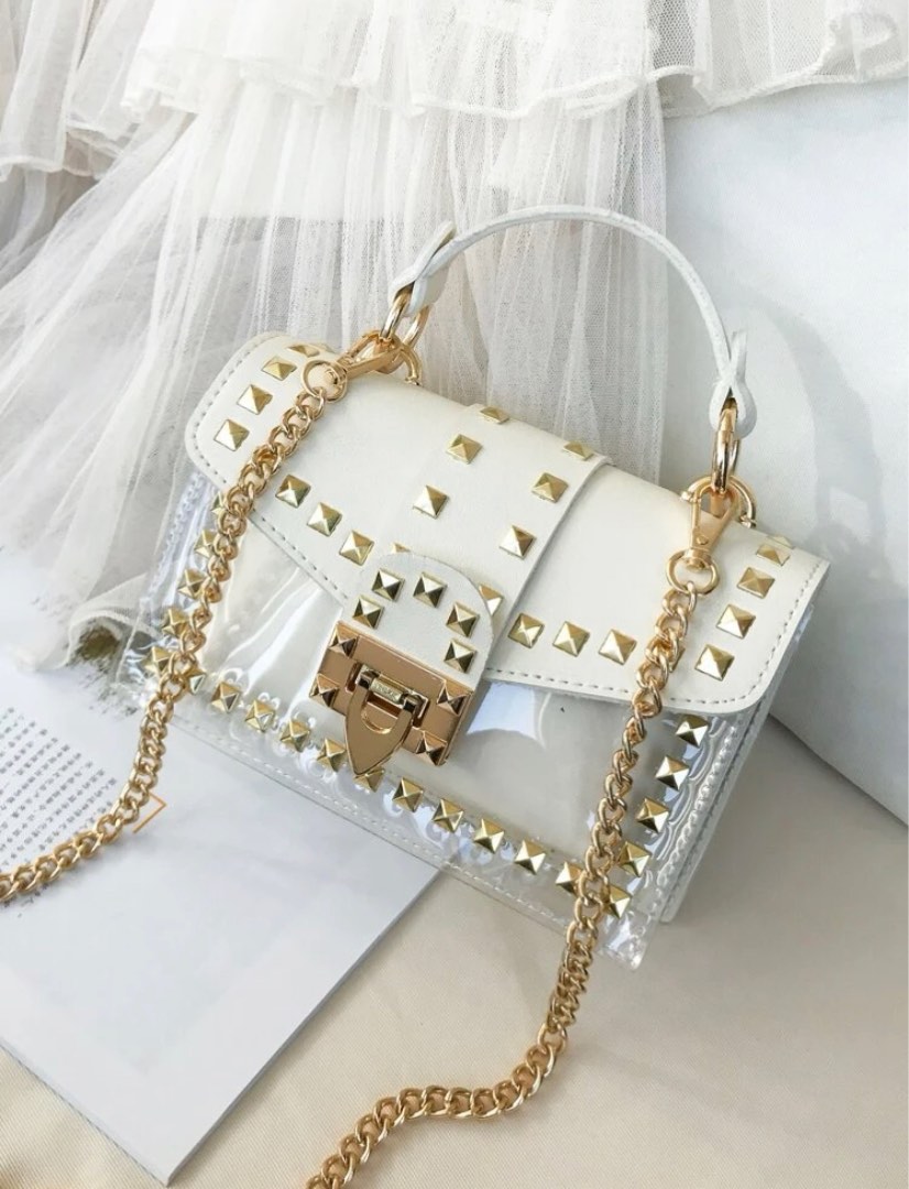 White studded clearance purse