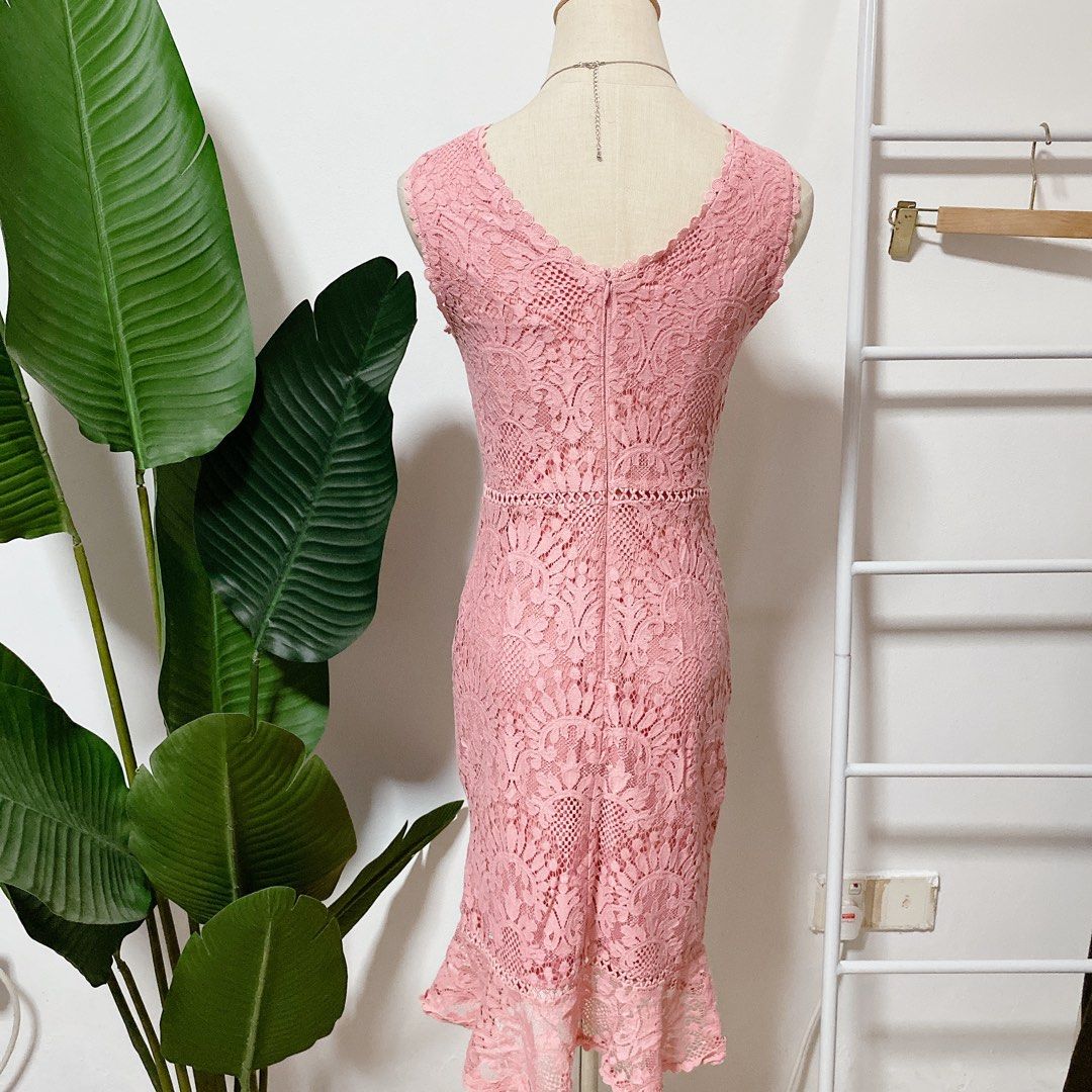New look pink lace dress cheap