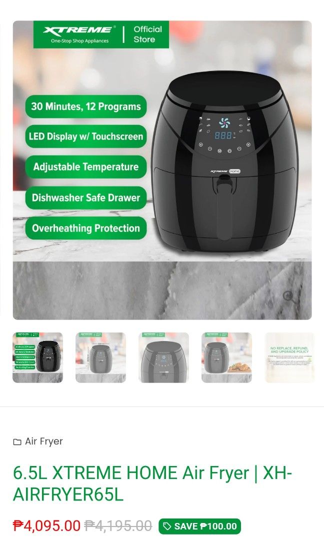 Xtreme Air fryer 6.5 L, TV & Home Appliances, Kitchen Appliances