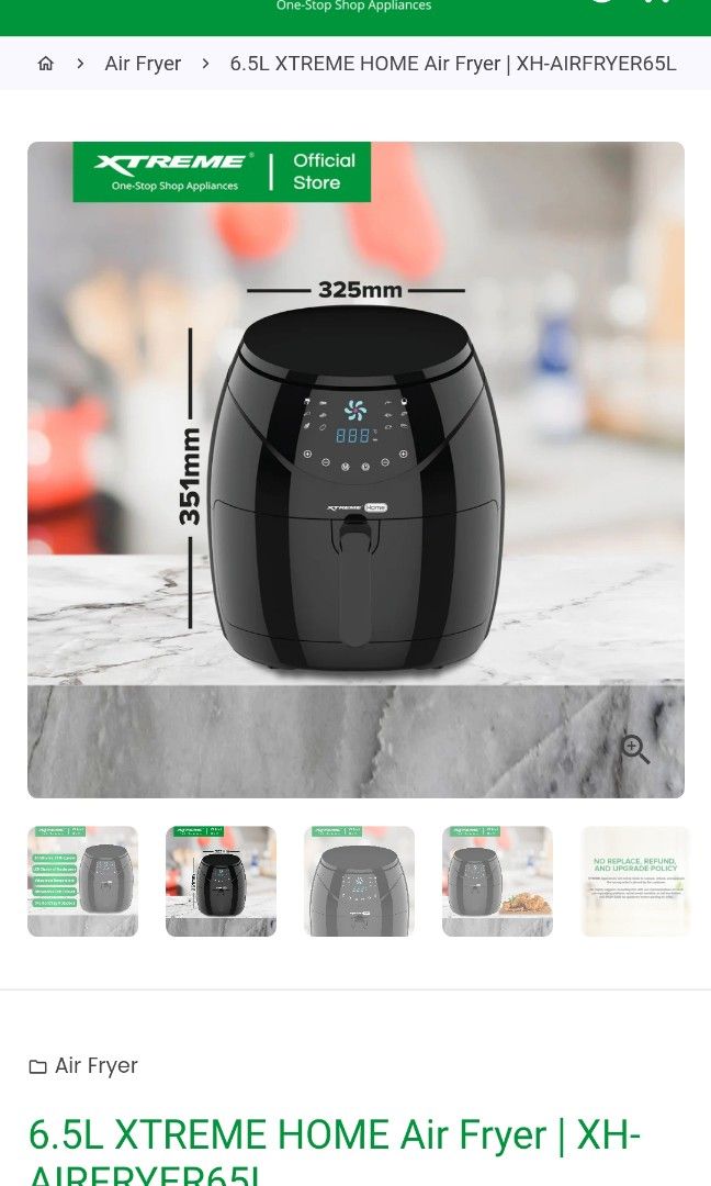 Xtreme Air fryer 6.5 L, TV & Home Appliances, Kitchen Appliances