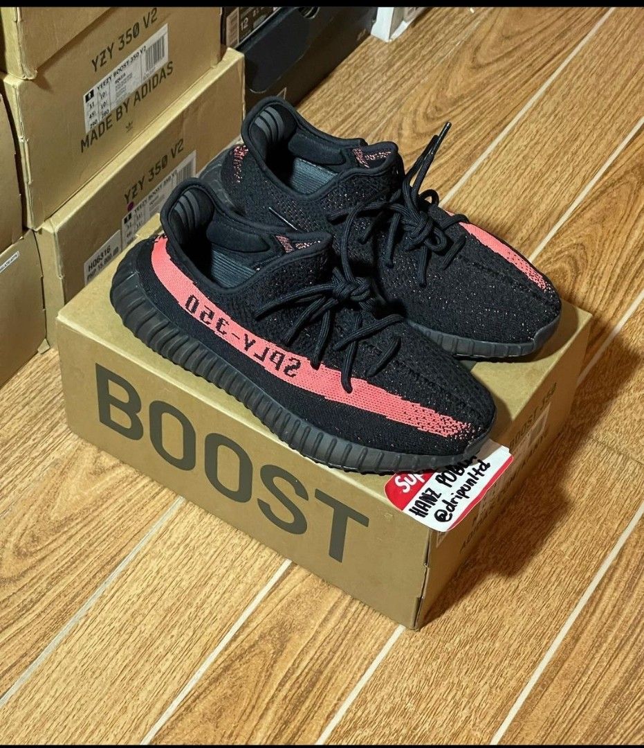 Adidas yeezy red sale stripe