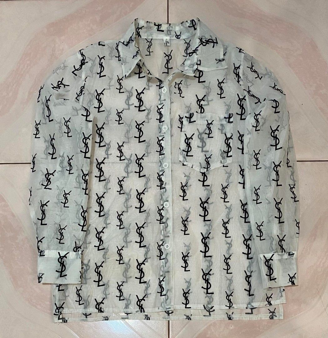 Louis Vuitton LV Women LV Printed Leaf Regular Long-Sleeved Silk