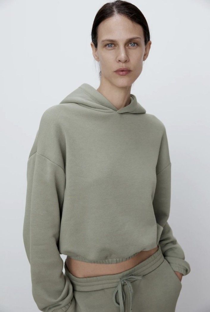Zara crop hoodie best sale