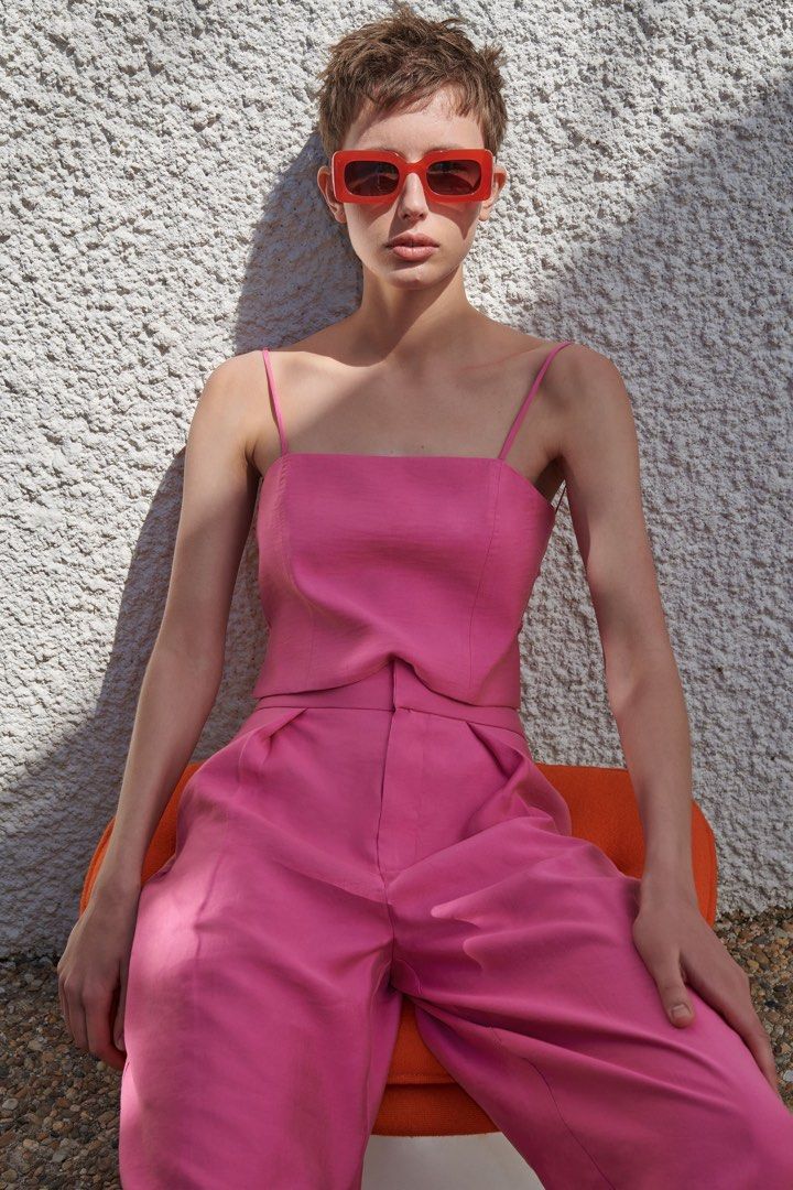 Zara Pants Zara Pink Romper Zara Satin Effect Pale Pink Halter