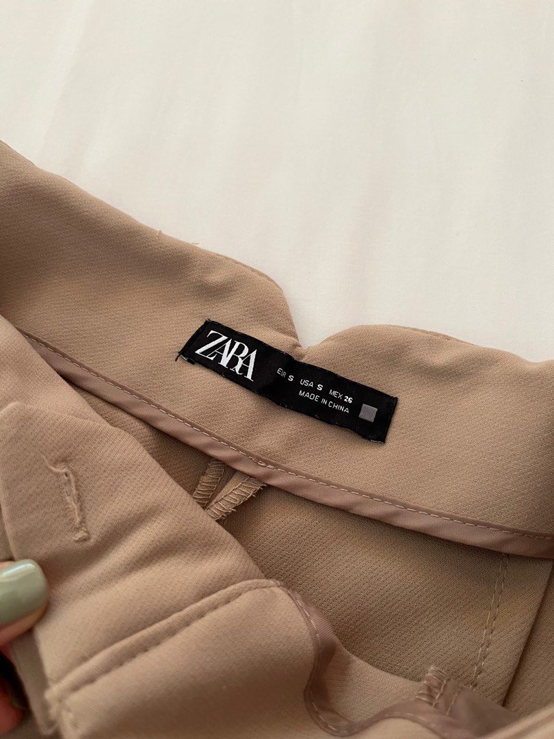 Zara High Waist Trousers in Camel, Women's Fashion, Bottoms, Other Bottoms  on Carousell