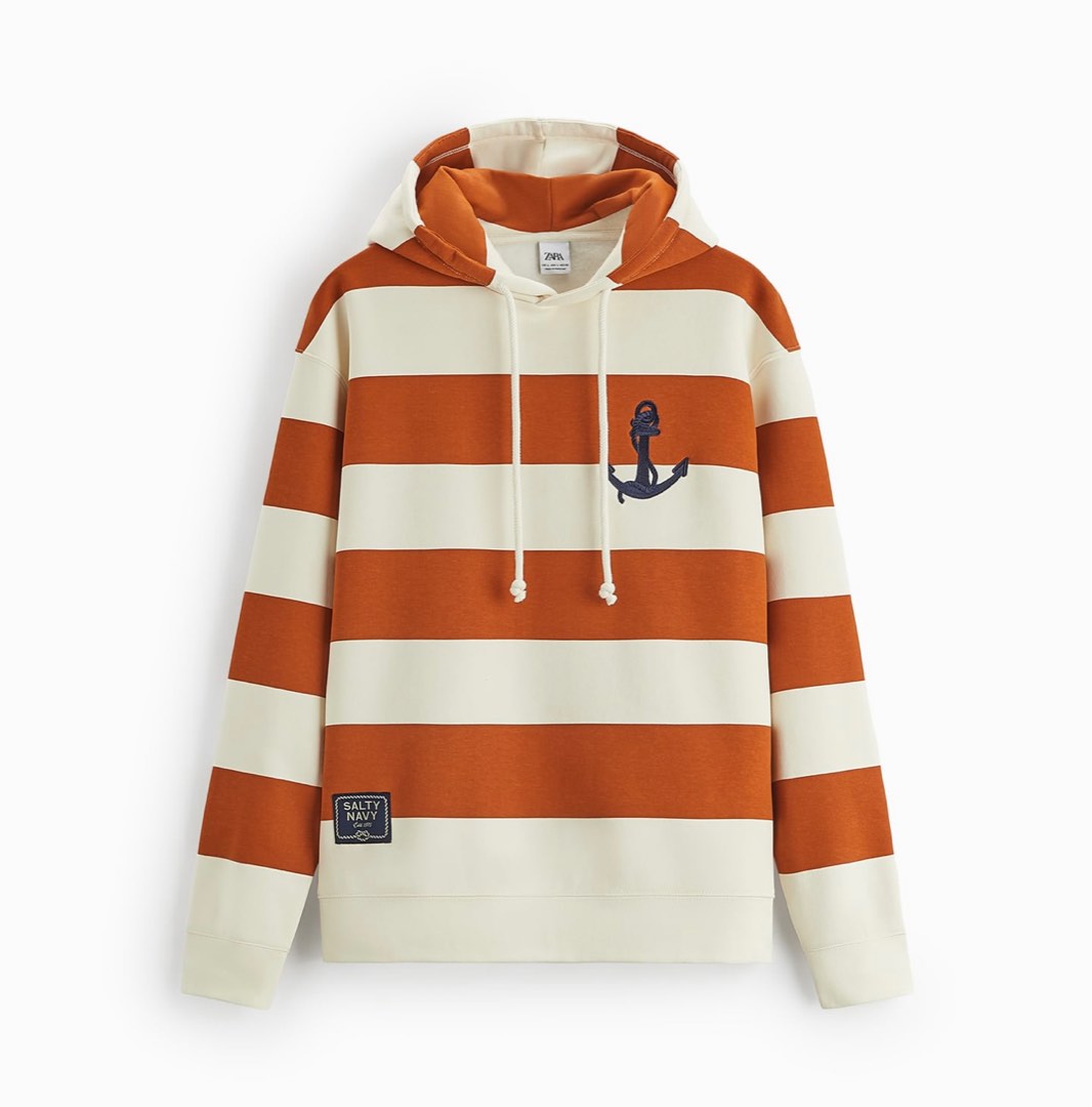 Zara Hoodie with Embroidered Anchor, Men's Fashion, Coats, Jackets and