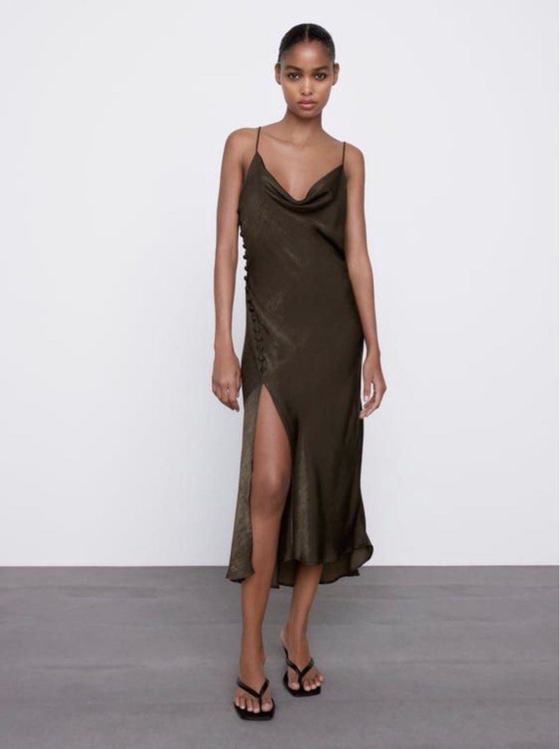 Zara button midi dress clearance
