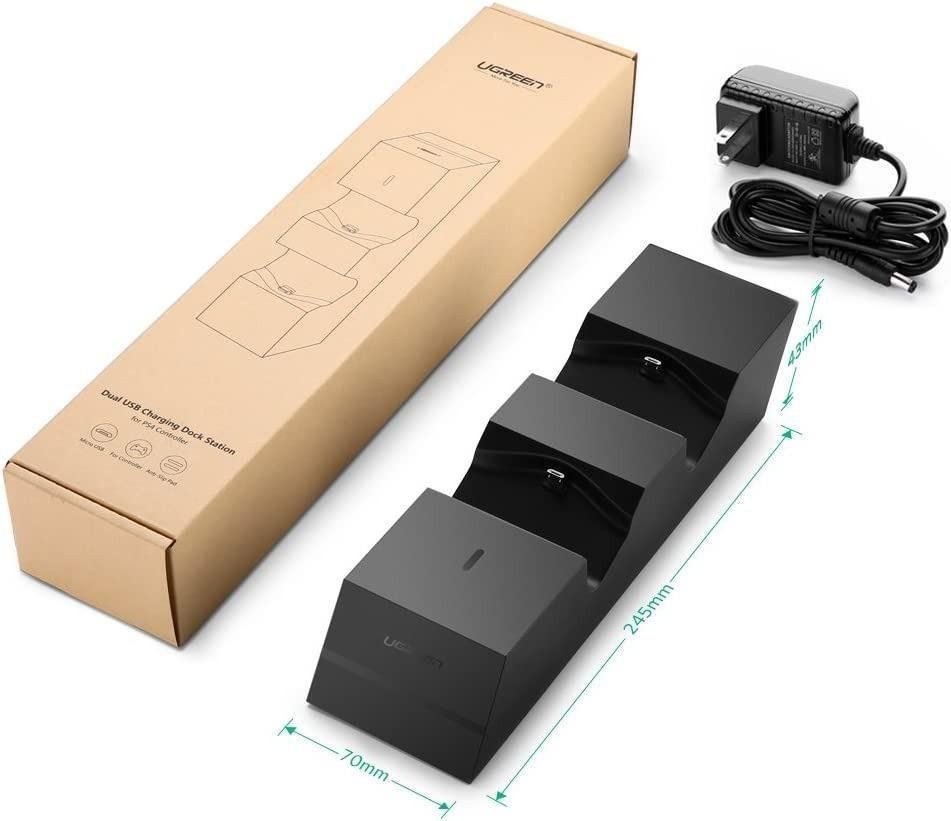 1683 UGREEN Controller Charger PS4 Charging Station 2.5 Hours Full Charge for 2 Controllers DualShock 4 Charger Dock for Playstation Slim PS4 Pro