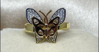 18k Tri-tone Butterfly Ring