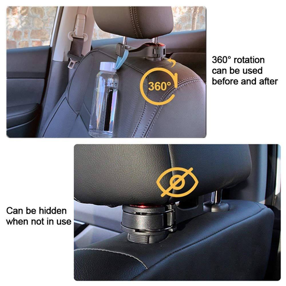 2 in 1 Car Headrest Hidden Hook - 2023 Newest Car Seat Headrest Hook with  Phone Holders, Universal Car Headrest Hooks, Multi-use 360° Rotation