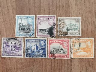 罕有塞浦路斯喬治六世及英女皇郵票7枚