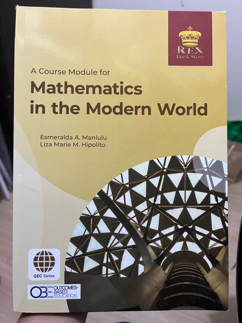 A Course Module Mathematics in the Modern World (Category: Textbooks) located in Manila. Submitted by dyiya (Listing ID 1255296035, Image 1). Description: Original price po is 453 pesos from shopee po. Very good as new po since hindi po nagamit ng sobra ((:.