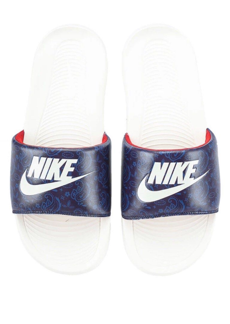 Nike slides red store white and blue