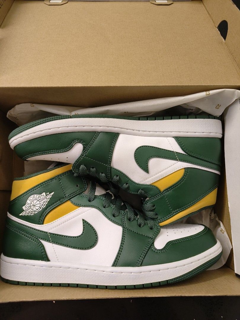 nike air jordan 1 mid green yellow