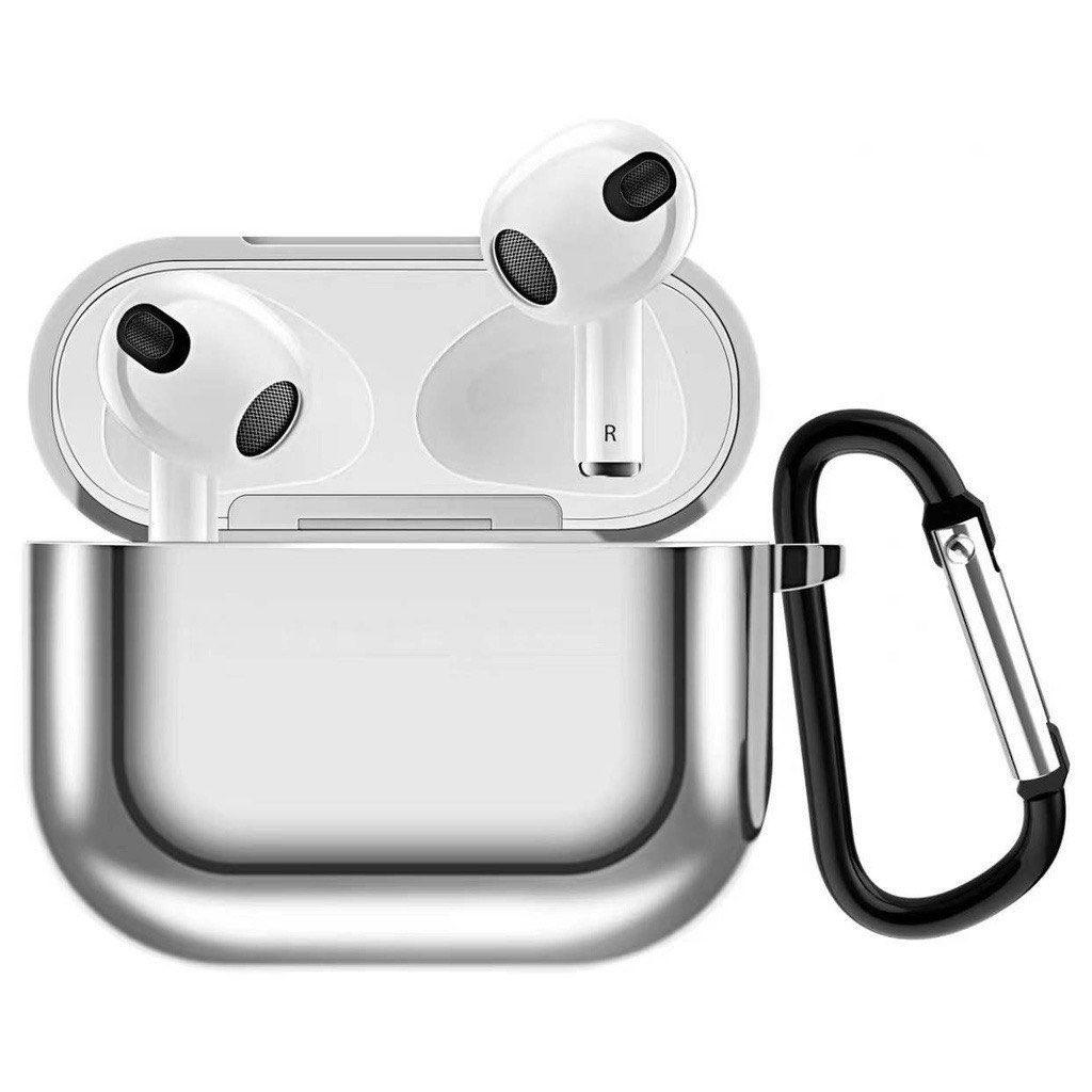 AirPod 3 metallic silver casing with carabiner, Mobile Phones & Gadgets