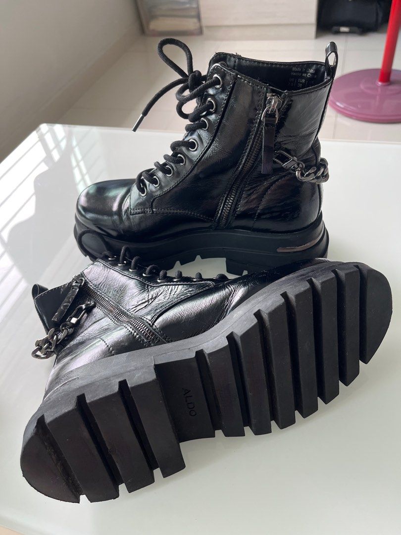 ALDO Black Boots with Chain Women s Fashion Footwear Boots on