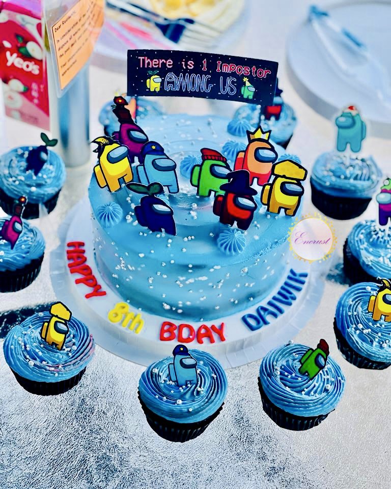 Among Us theme cake & cupcakes, Food & Drinks, Homemade Bakes on Carousell
