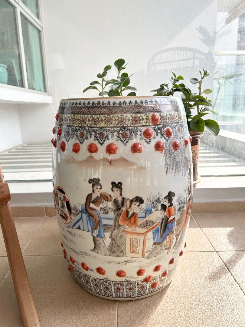 Antique ceramic drum stool, Furniture & Home Living, Furniture, Chairs