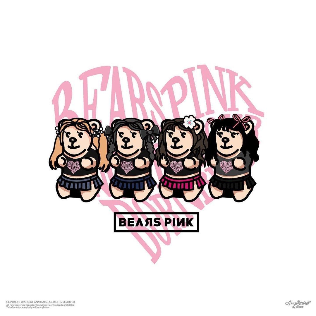Anybears bears pink t恤 白色上衣 blackpink
