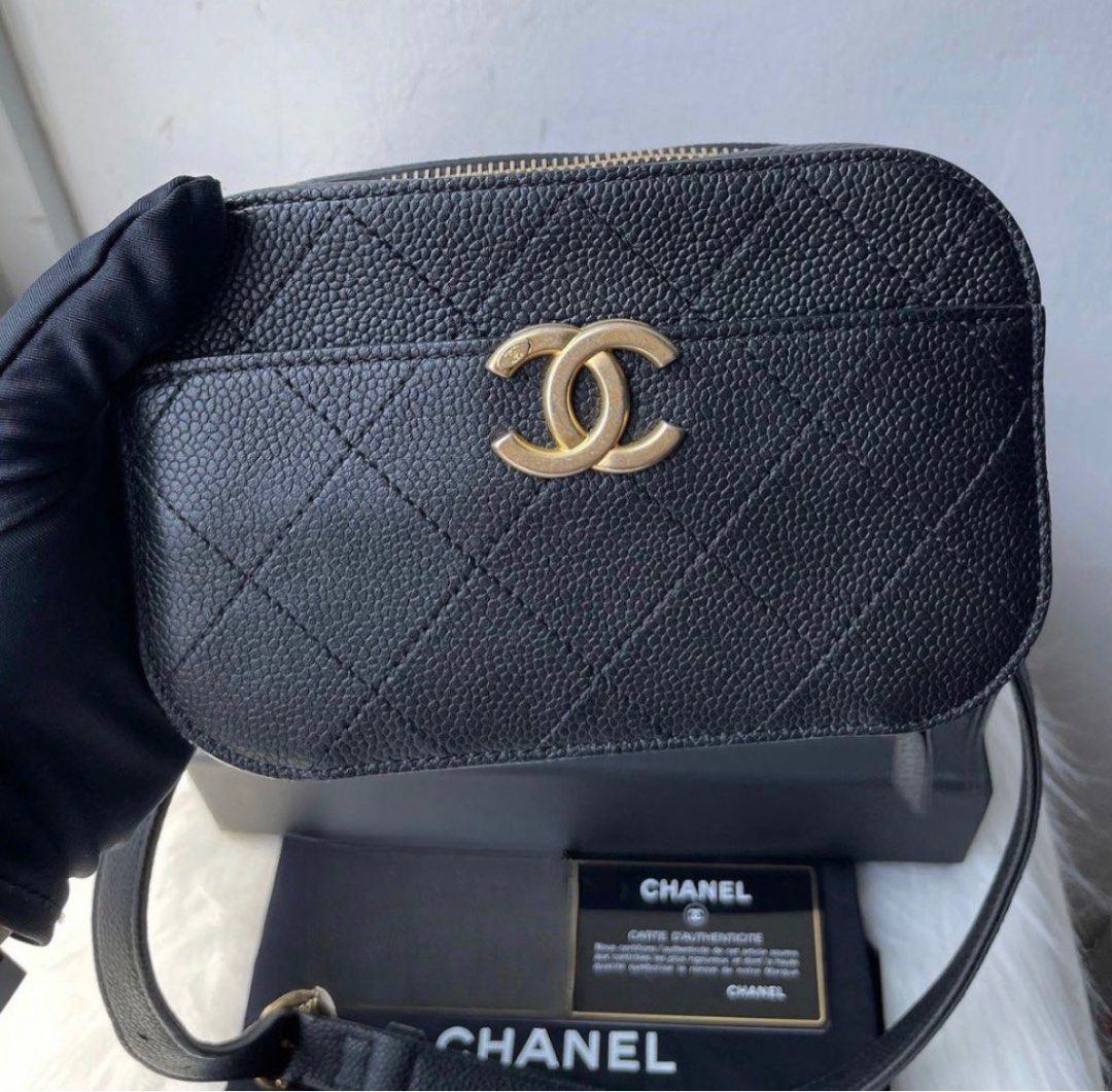 Authentic Chanel Small Caviar Waist Belt Bum Bag Crossbody Mens Womens Unisex