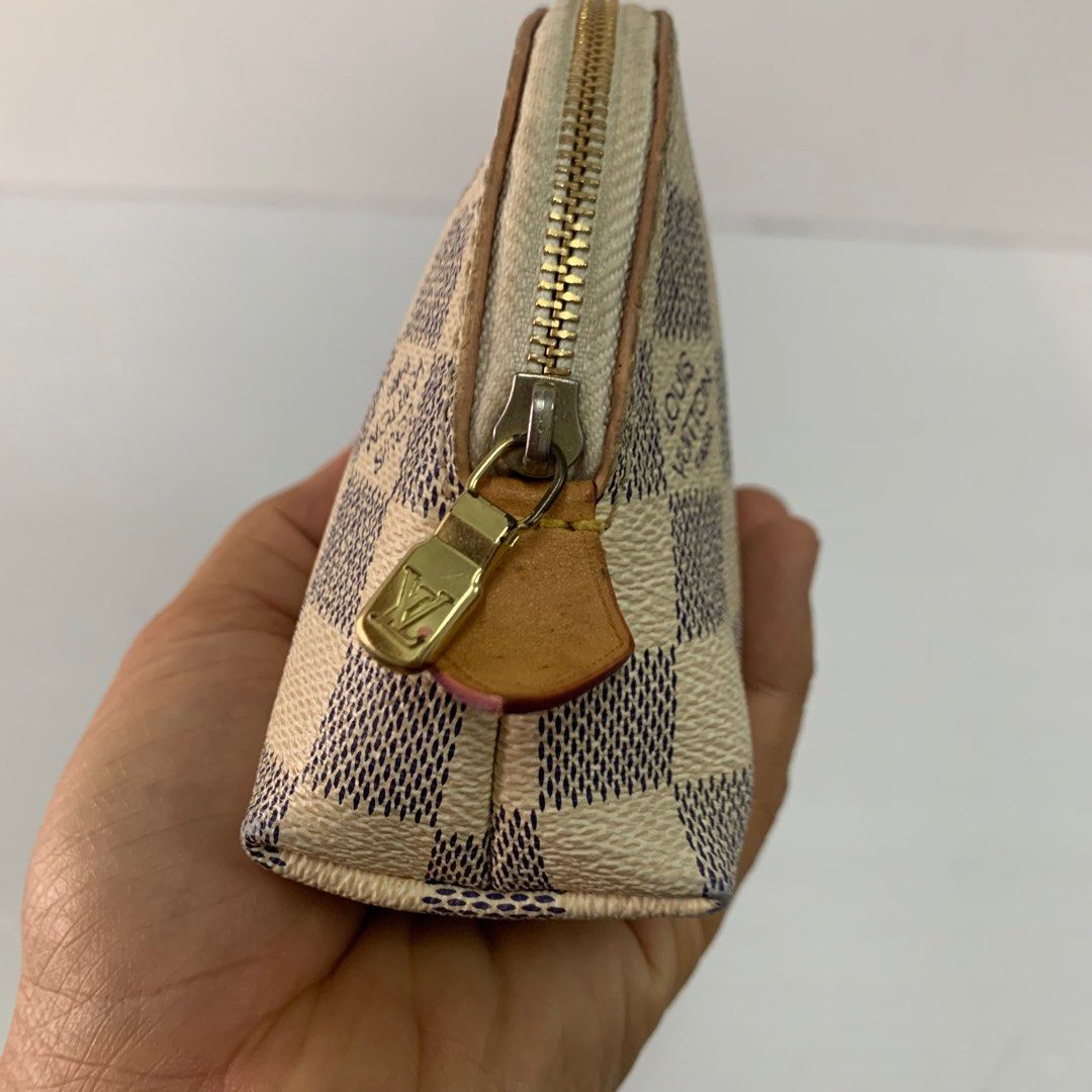 Authentic Louis Vuitton Damier Azur Pochette Cosmetic Pouch Bag
